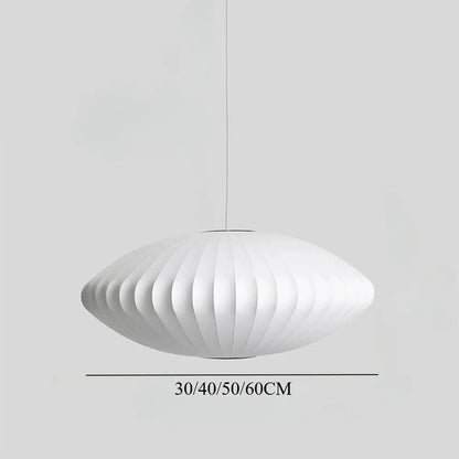 Minimal Nordic Silk Fabric Pendant Light │ Japandi style White Ceiling Hanging Chandelier