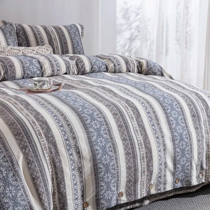 Bohemain style Double Layer Yarn Bedding Set │ Modern Boho Cotton Bed Duvet cover Pillow case - Besontique Home