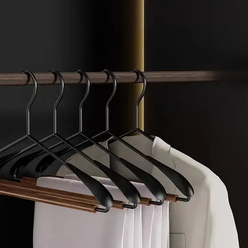 Modern Vintage Heavy-Duty Wood & Black Iron Clothes Hanger │ Wide Non-Slip Garment Racks  Besontique Home