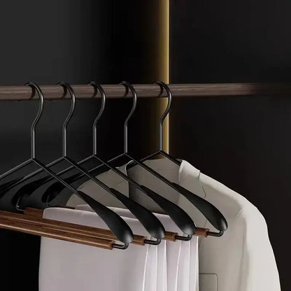 Modern Vintage Heavy-Duty Wood & Black Iron Clothes Hanger │ Wide Non-Slip Garment Racks  Besontique Home