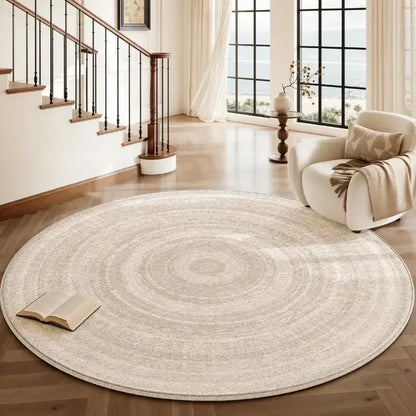 Cream Round Floor Plush Rug │ Minimal Fluffy Decorative Carpet │ Simple Large Lounge Mat Besontique Home Decor