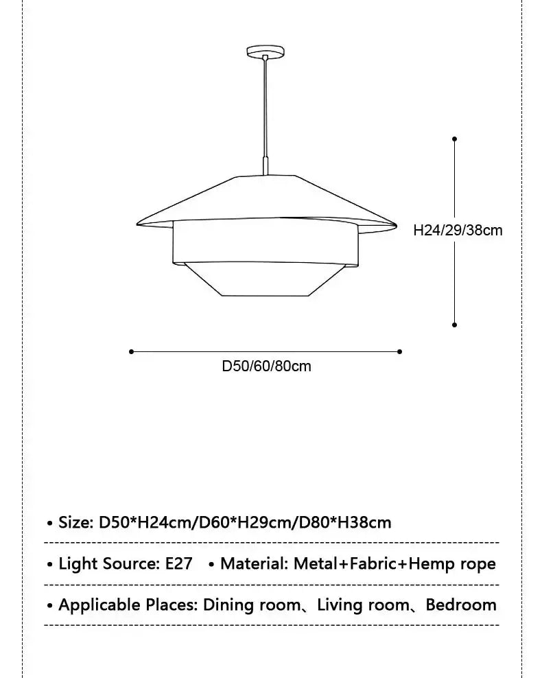 Japandi White Cloth Rattan Hemp Rope Pendant Ceiling Lamp Light - Besontique Home