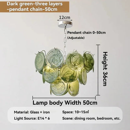Modern Vintage Dark Green Glass Chandelier │ Crystal Pendant Pendant Ceiling Lamp Light - Besontique Home