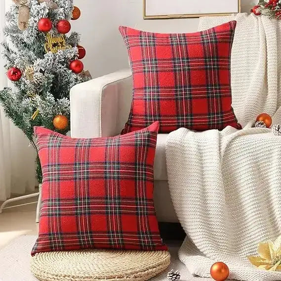 Scottish Tartan Plaid Cushion Cover │ Christmas Home Decorative Throw Pillow Cover - Besontique Home
