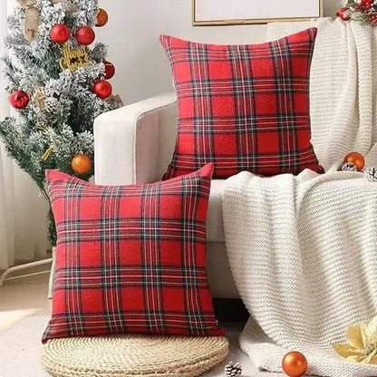 Scottish Tartan Plaid Cushion Cover │ Christmas Home Decorative Throw Pillow Cover - Besontique Home