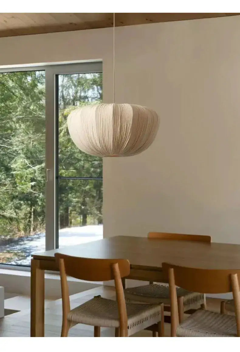Japandi Minimal Vintage Fabric Pendant Light │ Modern Retro Hanging Lamp - Besontique Home
