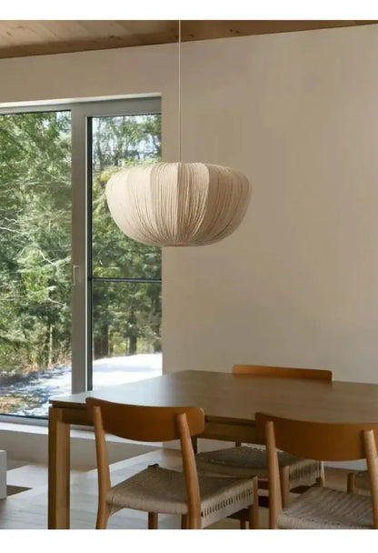 Japandi Minimal Vintage Fabric Pendant Light │ Modern Retro Hanging Lamp - Besontique Home