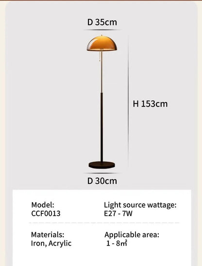 Vintage Orange Arc Floor Lamp – Adjustable Retro Reading Light Besontique Home Decor 
