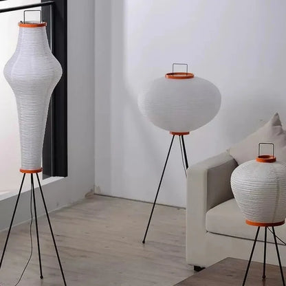 Japanese Rice Paper Floor Lamp | Minimal Japandi LED Standing Light Besontique Home Decor
