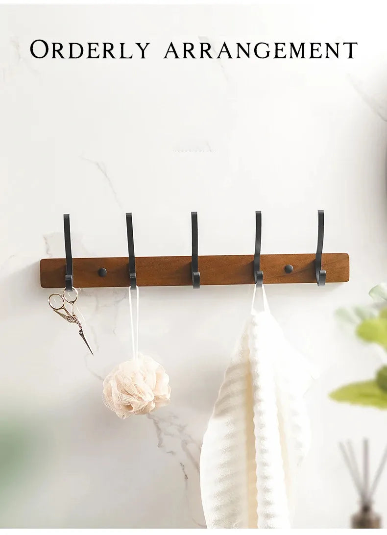 Modern Rustic Wooden Coat Rack Wall Mount with Hooks (Black/White) Besontique Home Decor