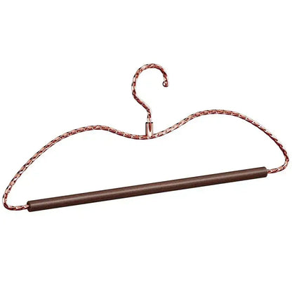 3 pcs Luxury Gold Metal Clothes Hangers │ Anti-Slip Clothes Rack with Wood Bar - Besontique Home