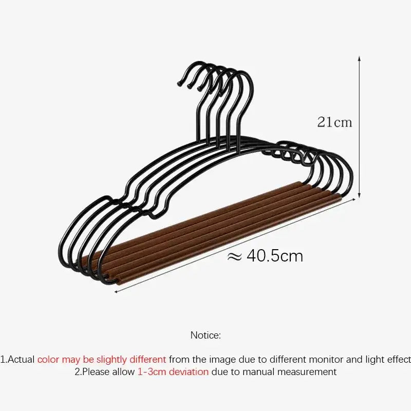 5pcs Modern Vintage Luxury Wooden Black Metal Clothes Hanger - Besontique Home
