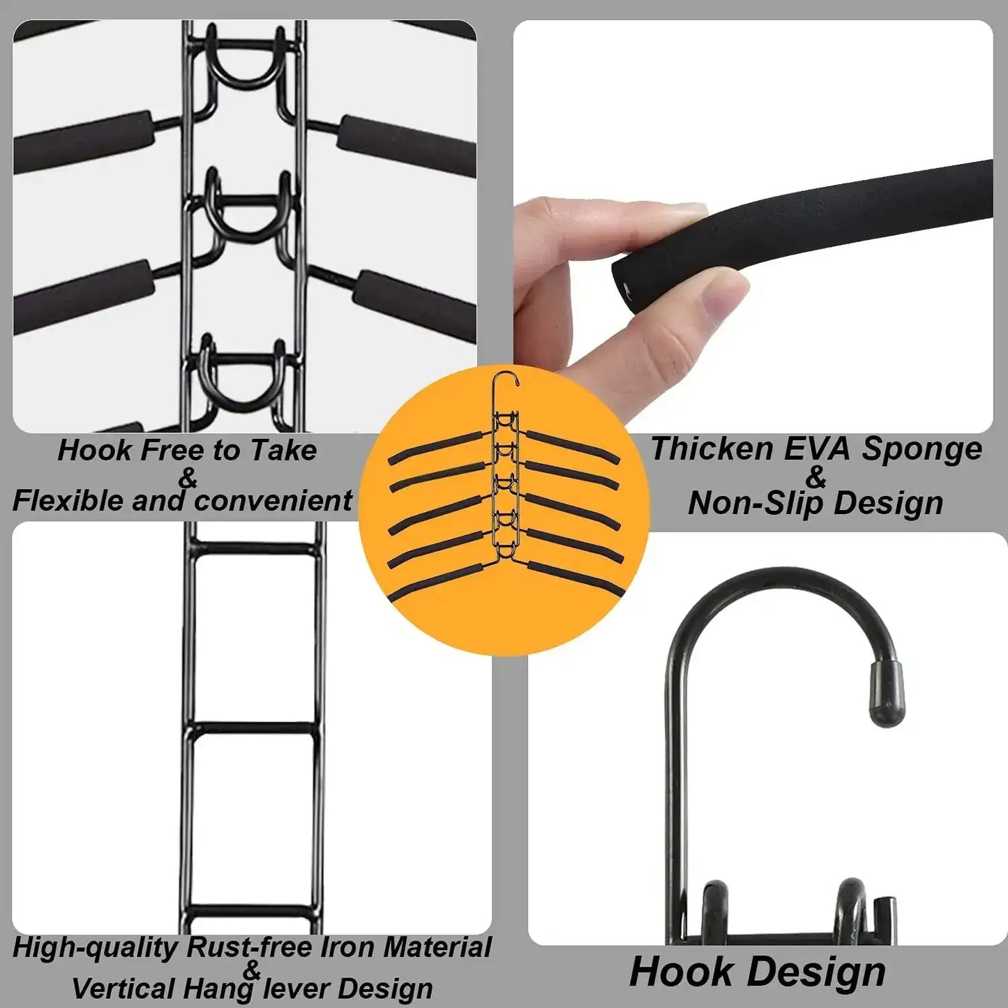 Multi-Layer Metal Clothes Hanger Organizer | Non-Slip Foam Padded Closet Space Saver Besontique Home Decor 