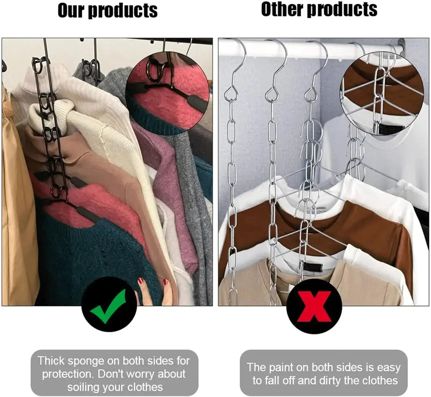 Multi-Layer Metal Clothes Hanger Organizer | Non-Slip Foam Padded Closet Space Saver Besontique Home Decor 