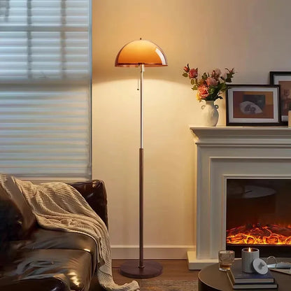 Vintage Orange Arc Floor Lamp – Adjustable Retro Reading Light Besontique Home Decor 