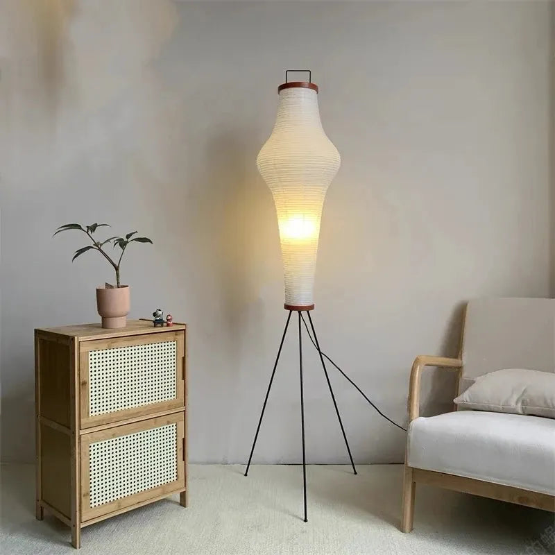 Japanese Rice Paper Floor Lamp | Minimal Japandi LED Standing Light Besontique Home Decor