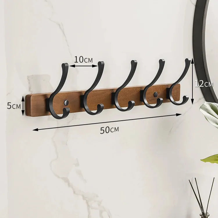 Modern Rustic Wooden Coat Rack Wall Mount with Hooks (Black/White) Besontique Home Decor