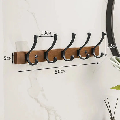 Modern Rustic Wooden Coat Rack Wall Mount with Hooks (Black/White) Besontique Home Decor