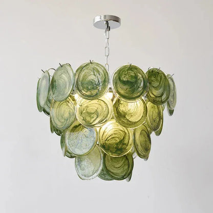 Modern Vintage Dark Green Glass Chandelier │ Crystal Pendant Pendant Ceiling Lamp Light - Besontique Home
