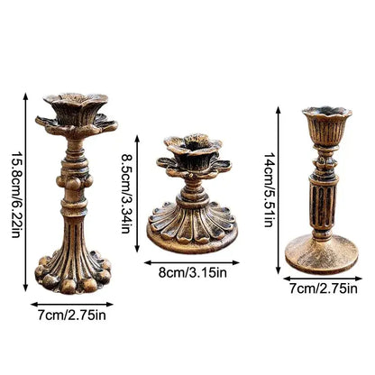 Antique Bronze Candlesticks Candle Holder Set │ Retro Vintage Taper Candle Stand - Besontique Home