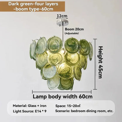 Modern Vintage Dark Green Glass Chandelier │ Crystal Pendant Pendant Ceiling Lamp Light - Besontique Home