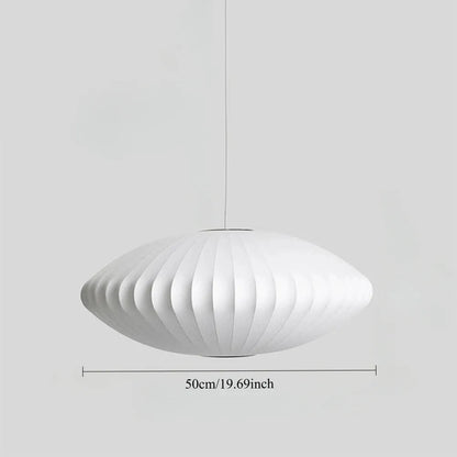 Minimal Nordic Silk Fabric Pendant Light │ Japandi style White Ceiling Hanging Chandelier