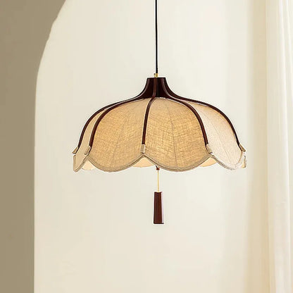 Wood Fabric Linen Pendant Ceiling Light │ Modern Retro style Bedroom Hanging Lamp - Besontique Home