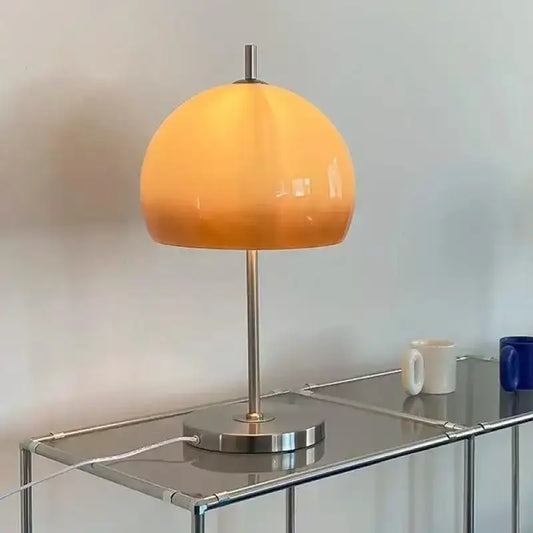 Modern Retro Gradient Orange Glass Table Lamp – Metal Coffee Table Desk Light