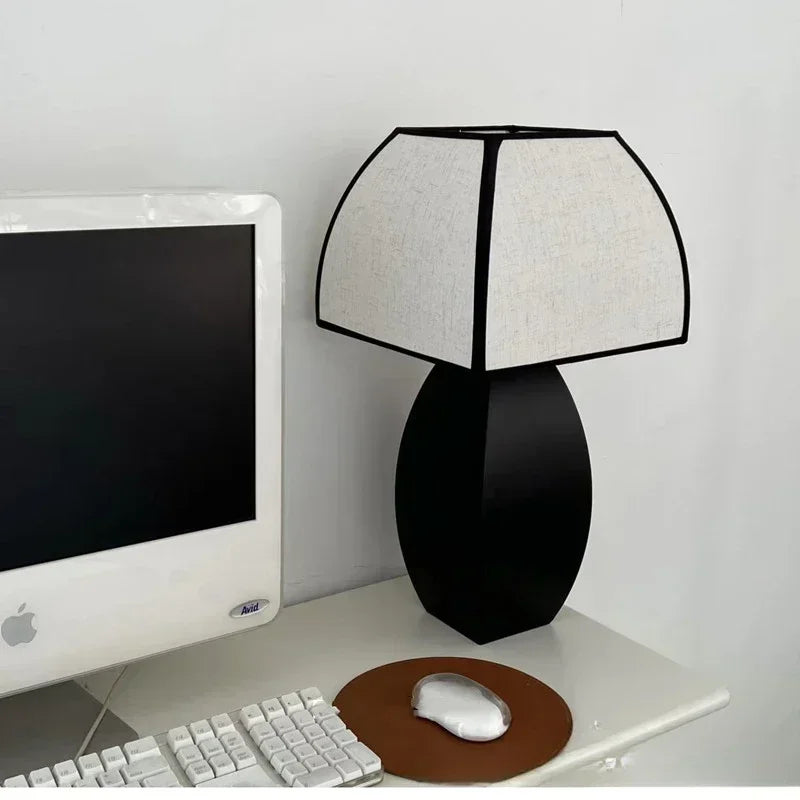 Modern Simple Black White Table Lamp │ Minimalist Living room Bedroom Decor Lighting