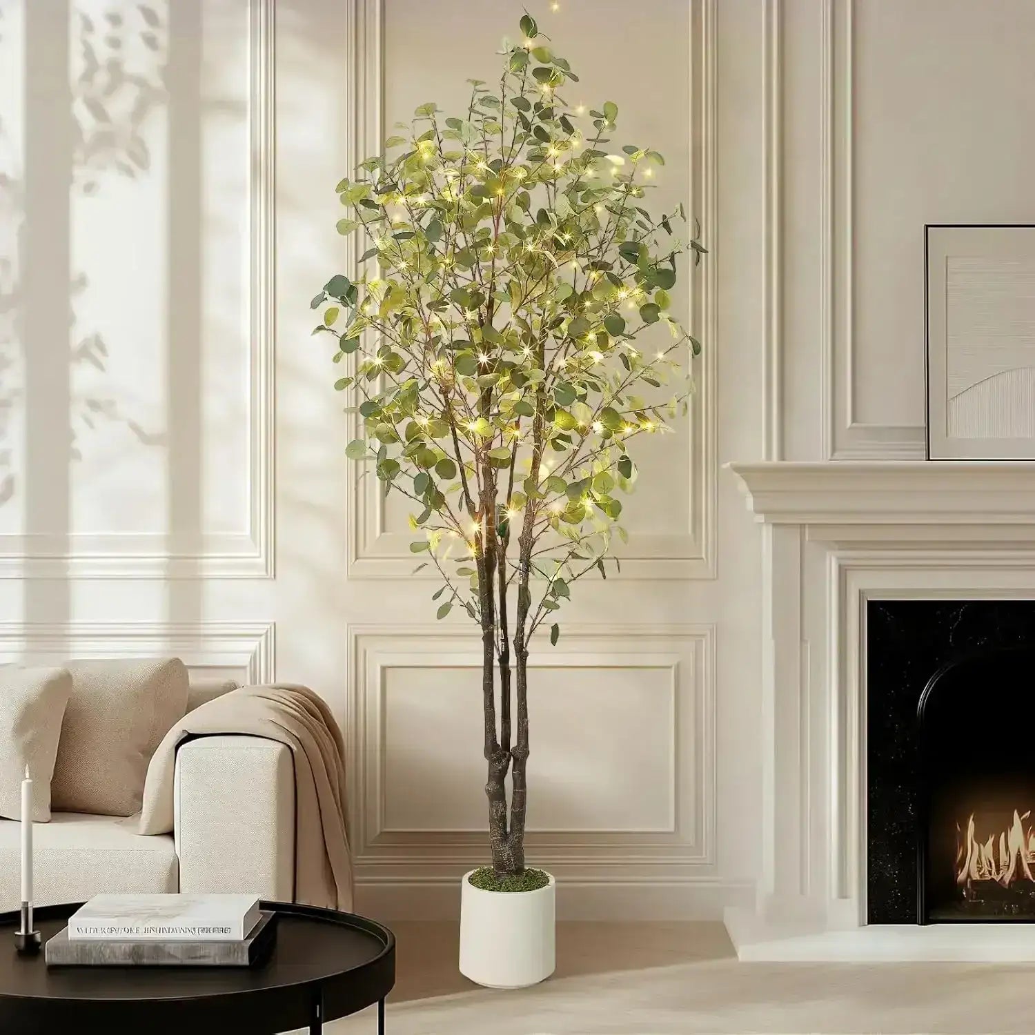 Artificial Eucalyptus Tree │ Decorative Plant with White Planter - Besontique Home