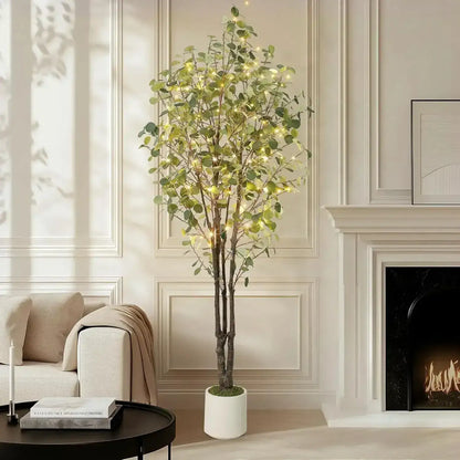 Artificial Eucalyptus Tree │ Decorative Plant with White Planter - Besontique Home