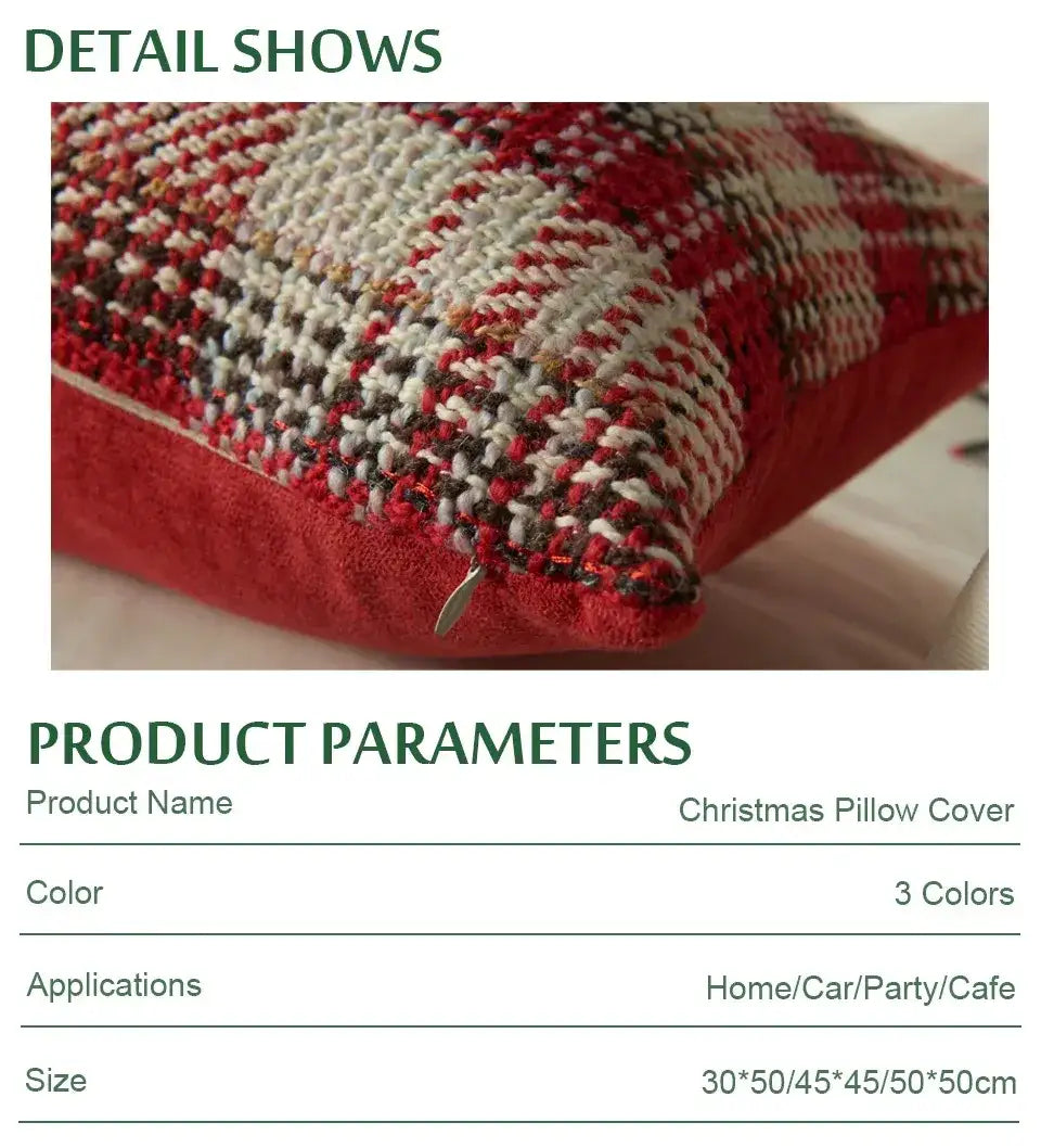 Black Green Red Plaid Rustic style Cushion Cover │ Christmas Home Decorative Throw Pillow Covers - Besontique Home