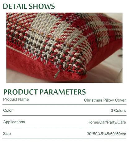 Black Green Red Plaid Rustic style Cushion Cover │ Christmas Home Decorative Throw Pillow Covers - Besontique Home