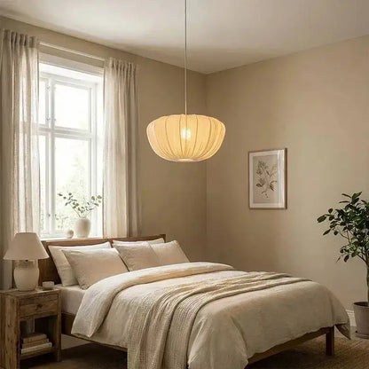 Japandi Minimal Vintage Fabric Pendant Light │ Modern Retro Hanging Lamp - Besontique Home