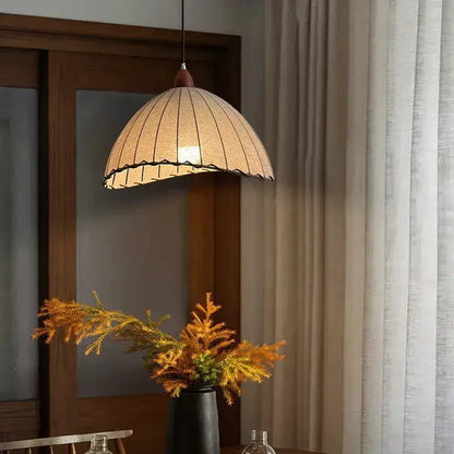 Nordic Retro Linen Ceiling Light │ Japandi Minimal Bedroom Hanging Lamp - Besontique Home