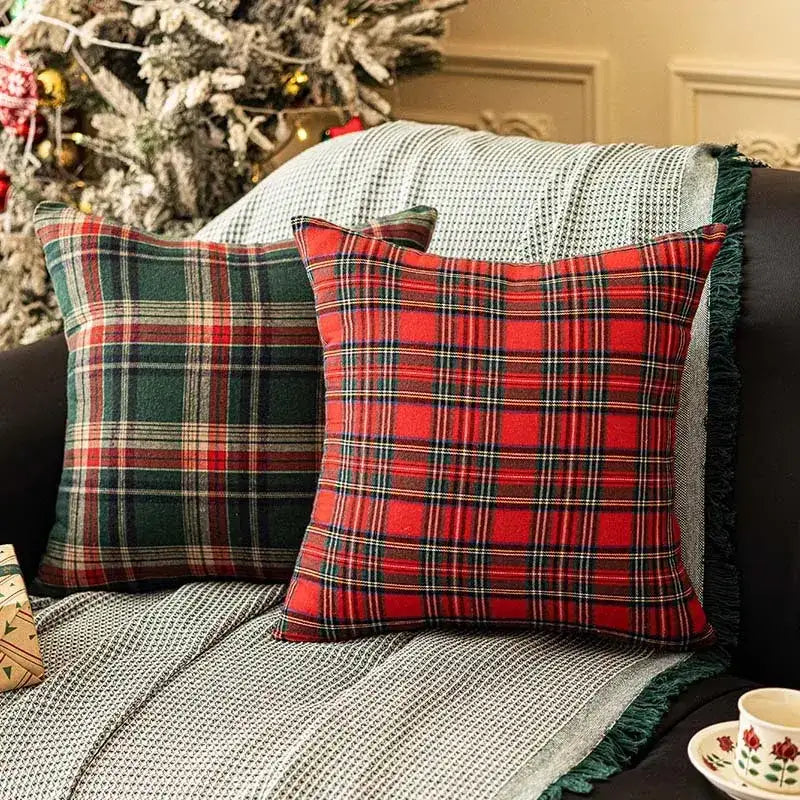Scottish Tartan Plaid Cushion Cover │ Christmas Home Decorative Throw Pillow Cover - Besontique Home