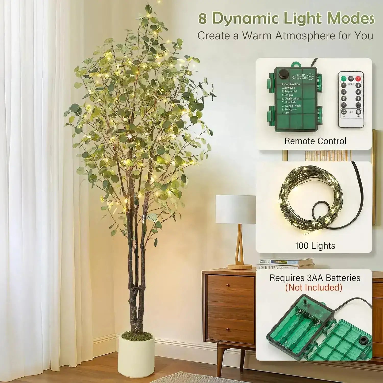 Artificial Eucalyptus Tree │ Decorative Plant with White Planter - Besontique Home