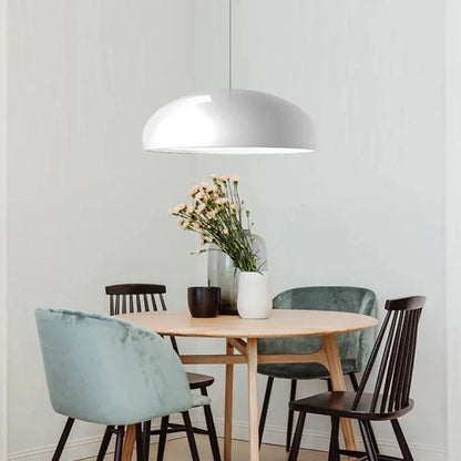 Modern Nordic dome pendant light above dining table orange black white red besontique home decor