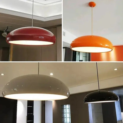 Modern Nordic dome pendant light above dining table orange black white red besontique home decor