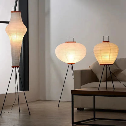 Japanese Rice Paper Floor Lamp | Minimal Japandi LED Standing Light Besontique Home Decor