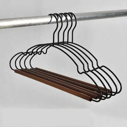 5pcs Modern Vintage Luxury Wooden Black Metal Clothes Hanger - Besontique Home