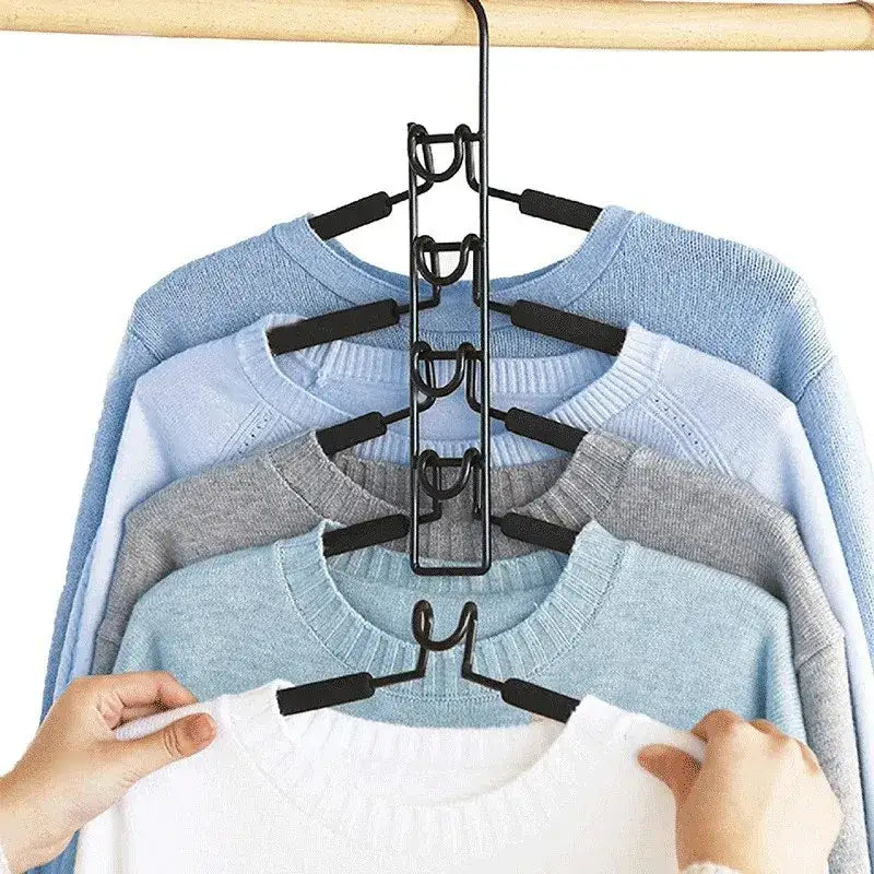 Multi-Layer Metal Clothes Hanger Organizer | Non-Slip Foam Padded Closet Space Saver Besontique Home Decor 
