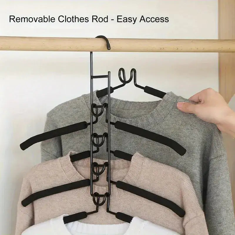Multi-Layer Metal Clothes Hanger Organizer | Non-Slip Foam Padded Closet Space Saver Besontique Home Decor 