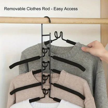Multi-Layer Metal Clothes Hanger Organizer | Non-Slip Foam Padded Closet Space Saver Besontique Home Decor 
