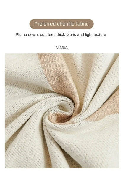 4 Chenille Line Pattern Throw Blanket with Tassel │ Simple Nordic Jacquard Reversible Double Sided Sofa Cover - Besontique Home