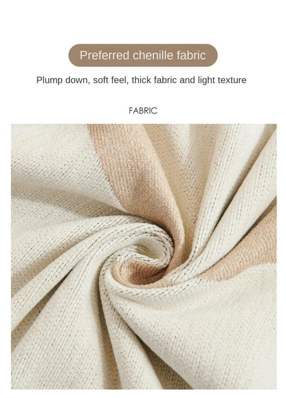 4 Chenille Line Pattern Throw Blanket with Tassel │ Simple Nordic Jacquard Reversible Double Sided Sofa Cover - Besontique Home