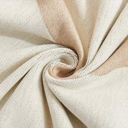 4 Chenille Line Pattern Throw Blanket with Tassel │ Simple Nordic Jacquard Reversible Double Sided Sofa Cover - Besontique Home