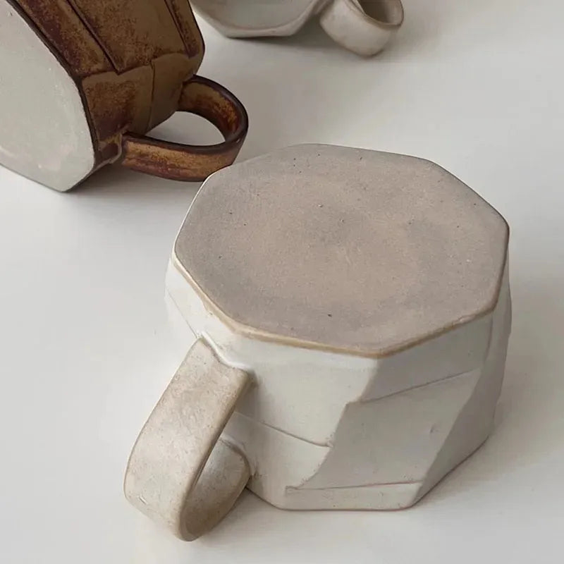 Retro Vintage Irregular Ceramic Mug Cup │ Modern Simple Design Kitchenware - Besontique Home