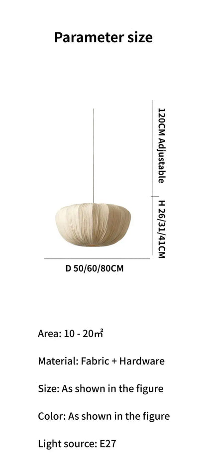 Japandi Minimal Vintage Fabric Pendant Light │ Modern Retro Hanging Lamp - Besontique Home