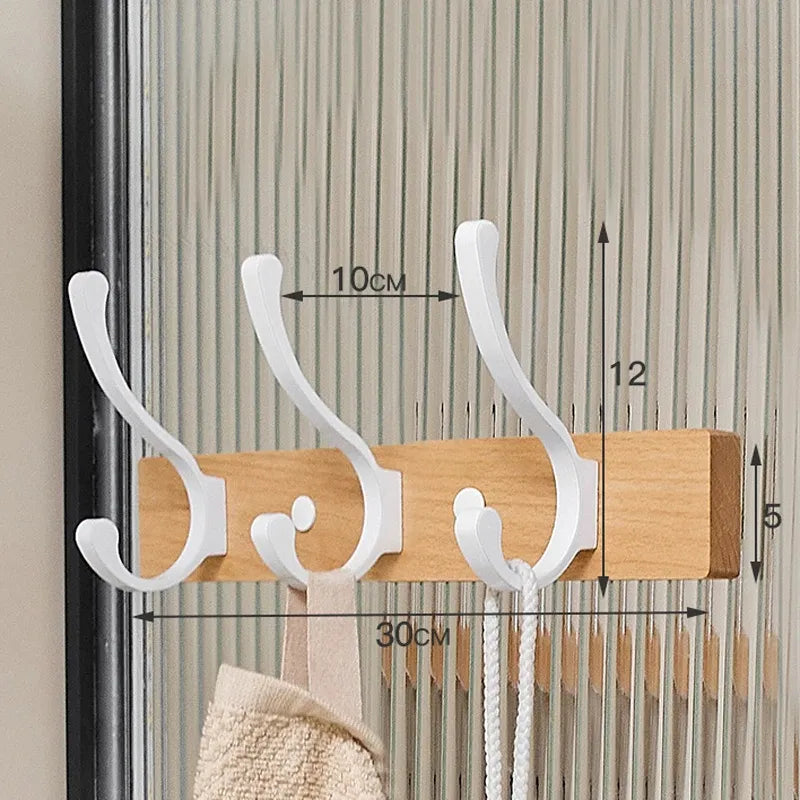 Modern Rustic Wooden Coat Rack Wall Mount with Hooks (Black/White) Besontique Home Decor